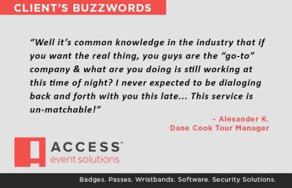 Dane Cook testimonial for ACCESS Event Solutions