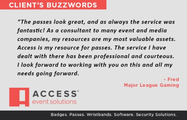Major League Gaming testimonial for ACCESS Event Solutions