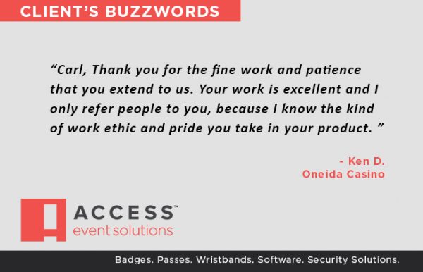 Oneida Casino testimonial for ACCESS Event Solutions